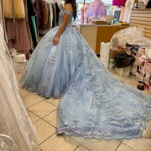 Baby Blue Iridescent Sweet 16 Quinceanera Dress- Elegant Style
